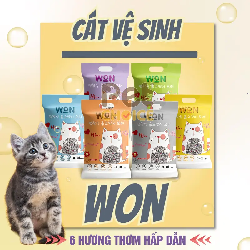 Cát Vệ Sinh Cho Mèo Nhiều Mùi Hương, Vón Nhanh Công Nghệ Hàn Quốc - WON 8.8L/4KG - PetChoice 0