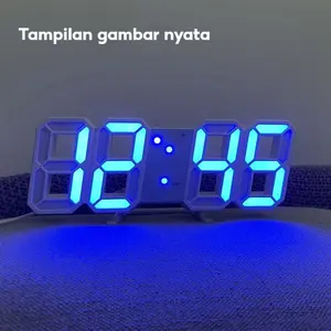 JAM DINDING DIGITAL 3D LED - Alarm Clock Modern Desain Futuristik, **Daya Tahan Baterai Lama, Peredup Otomatis, Mudah Dipasang**, Bisa COD & Gratis Ongkir