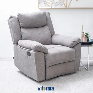 Informa Gilford Sofa Recliner Fabric 1 Seater - Abu-Abu Tempat Duduk Rebahan Sofa Santai Ruang Tamu Reclining Couch Furniture Indoor Rumah Kursi Santai Kursi Malas Kursi Baca Kursi Dorong Kursi Relaksasi