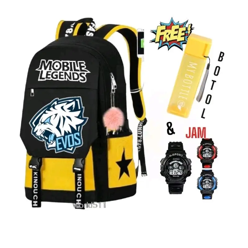 gratis jam tangan Tas Anak Sekolah Evos  Ransel Anak Karakter Backpack Anak Paud dan TK Laki Laki Perempuan Garsel Karakter Kartun