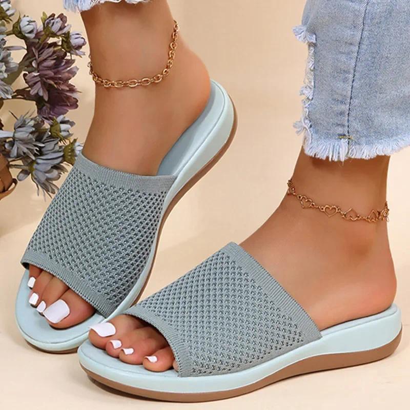 Dép Nữ, Dép Đế Bằng Mềm, Zapatos Mujer, Dép Mùa Hè, Vải Co Giãn, Giày Dép Mùa Hè, Dép Lê Thanh Lịch, Dành Cho Nữ Shoes DéP 2
