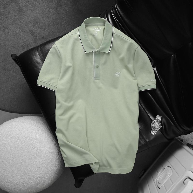 [NEW] Áo Polo Nam bấm cúc trơn bo kẻ thêu logo ngực  TORANO 1.FSTP045 - Slimfit - Chất Vải Cotton Cao Cấp - Menswear, Shirt Có Cổ