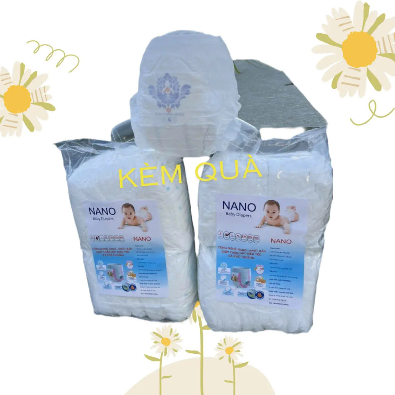 Combo 2 bịch ,100 chiếc bỉm quần nano  , fom bo , thấm từ 800-1200ml , mềm êm , màn thấm 5D ,kèm quà cho bé