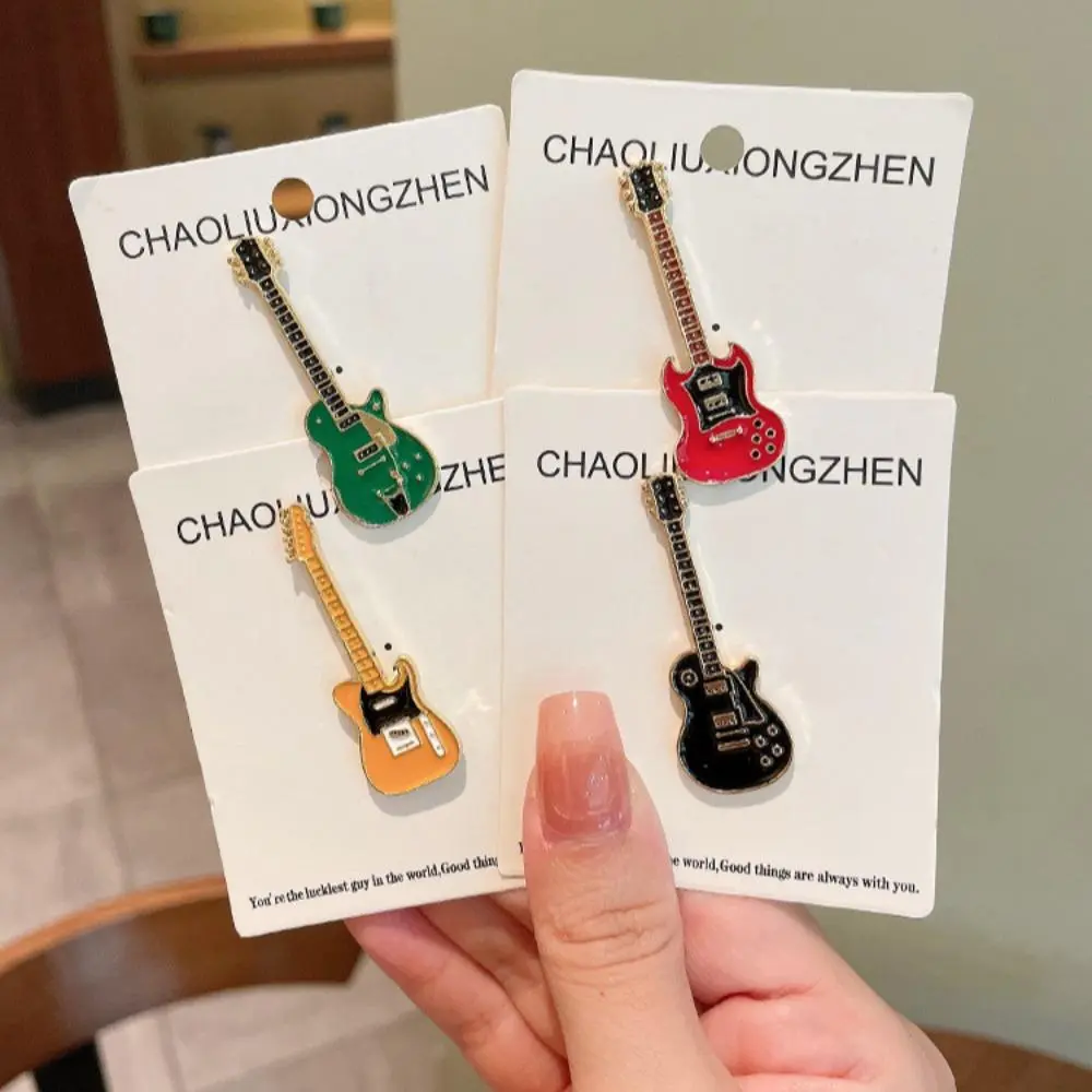 Guitar Design Pin Badge (3 Counts), Vintage Metal Badge, Party Hat Decoration, Fashion Accessories for Party, Daily Clothing Decor