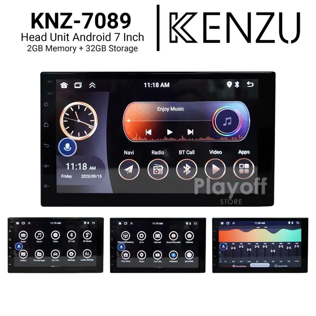 Head Unit Android Kenzu RAM 2+32 GB Car Radio Bluetooth Carplay Wifi 7/9/10 Inch