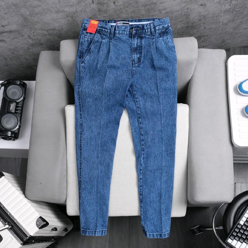 Quần jean nam Trung Niên Dáng Thụng Túi Chéo - Quần bò thụng nam Trung Niên túi chéo có ly - Menswear, Pants