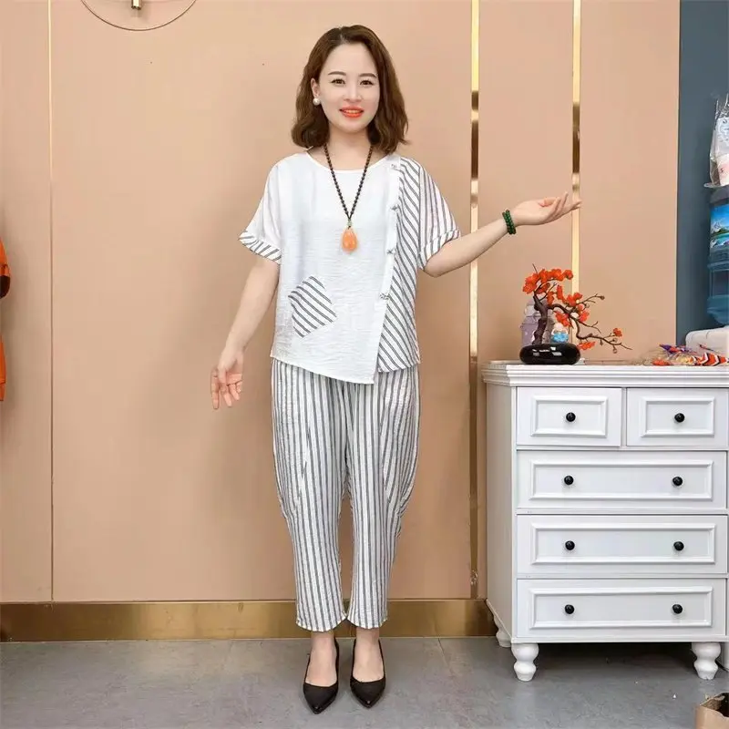 Bộ mặc nhà trung niên cho mẹ cho bà chất lụa phối đũi siêu đẹp A68