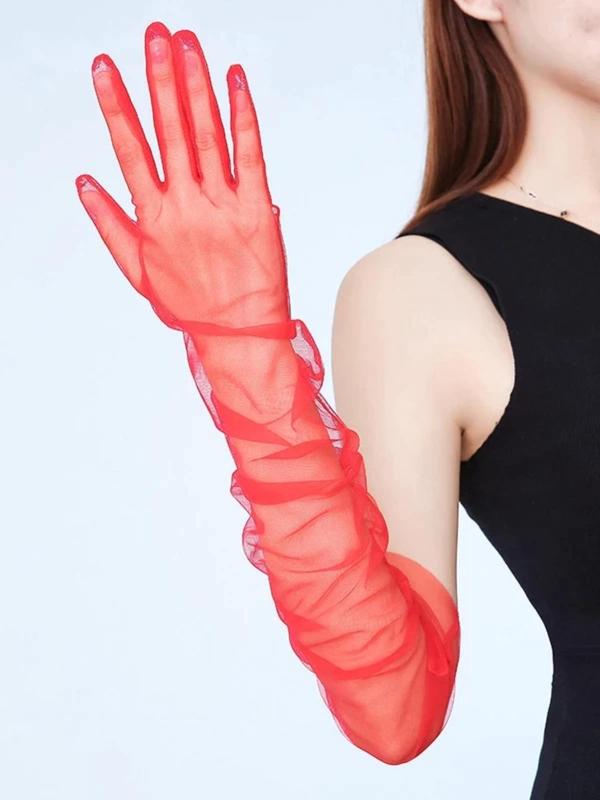 Women's 1 Pair Solid Mesh Gloves, Elegant Gloves For Wedding Party Evening Formal Occasion, Transparent Clothes Accessories For Banquet 7
