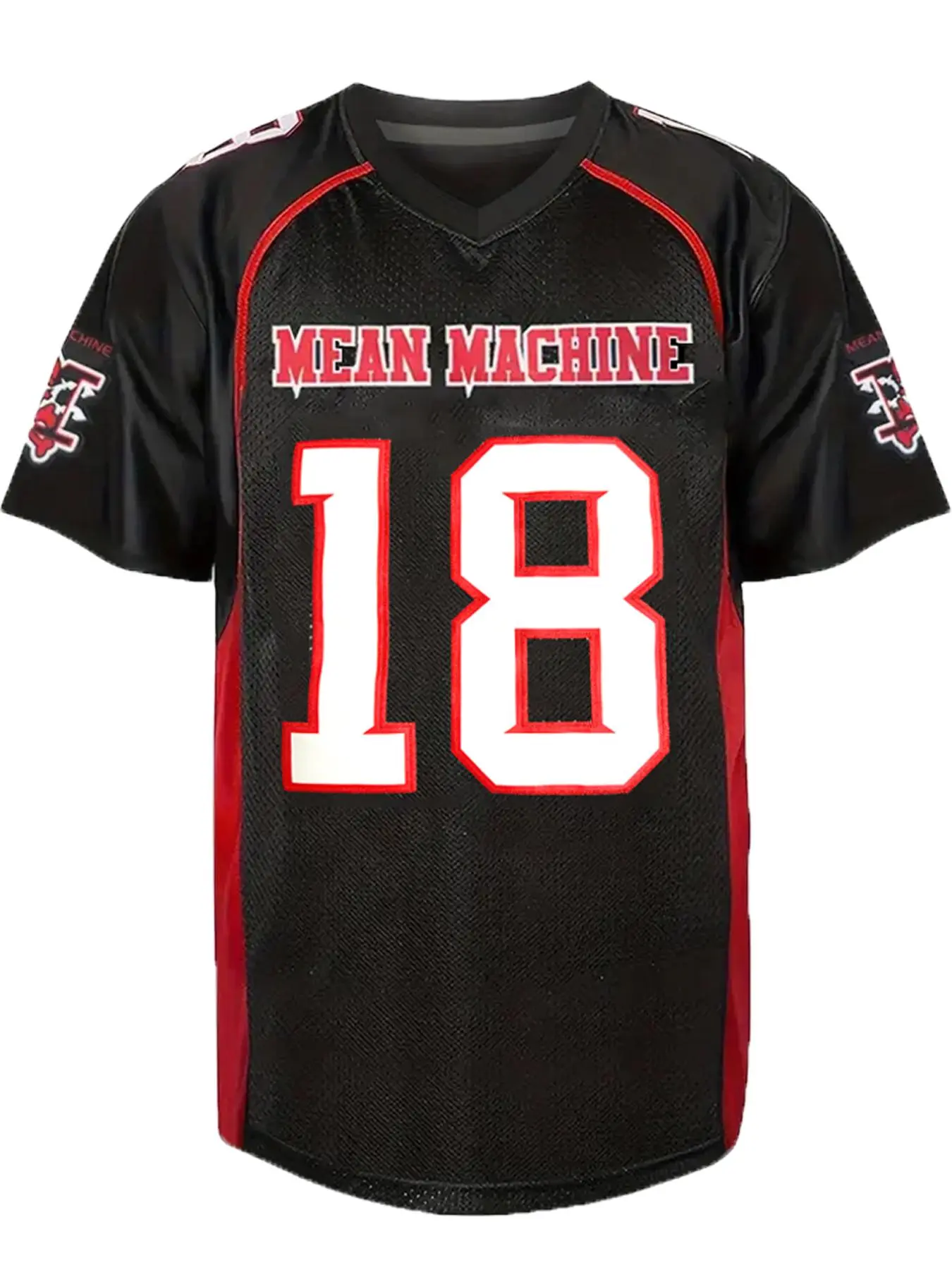 【Plus Size】 Men's Letter & Number Patched V Neck Football Jersey, Loose Breathable Short Sleeve Football Top, Men's Sportswear for Training & Competition
