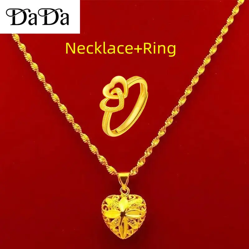 Necklace Original 916 gold-plated women's cutout love pendant wedding jewelry gift ring