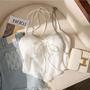 บลัชออนฤดูใบไม้ร่วง Bralette แบบปรับได้, เสื้อกั๊กถักซี่โครงไขว้, ชั้นกันลม, เหมาะสำหรับแคป์ปิ้งและตลาดลอยน้ำ, สไตล์ไทย, 😳