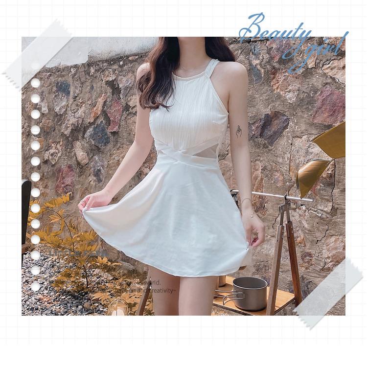 Product Introduction of 2023 New Fashion Korea Style One Piece Swimsuit Women's Small Fresh Backless Conservative Swimwear Holiday Beachwear 10