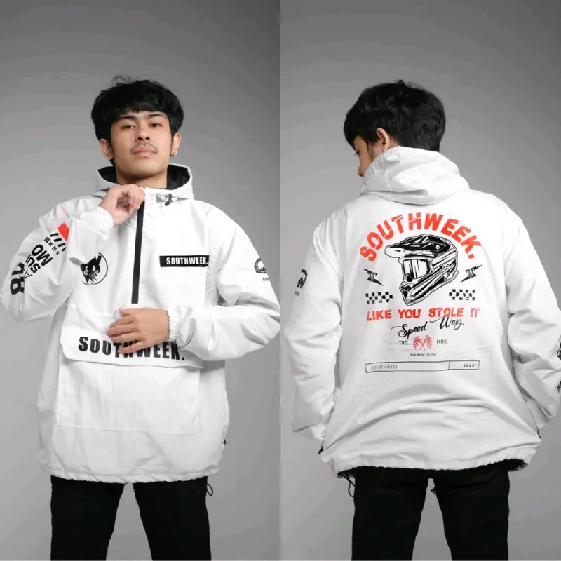 jaket cagoule putih pria wanita Musim dingin jaket parasut 0