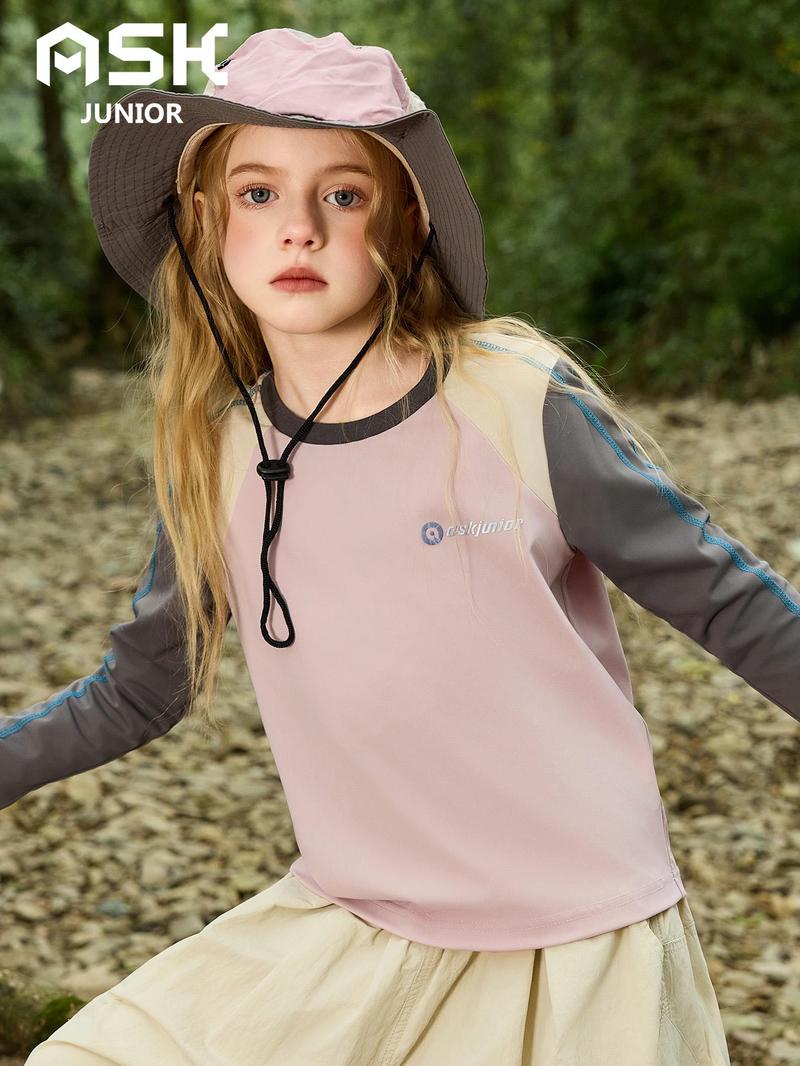 Product Introduction of Girl's Patchwork Print Round Neck Tee, Casual Long Sleeve Crew Neck T-Shirt for Summer, Kids Clothes for Daily Wear 5