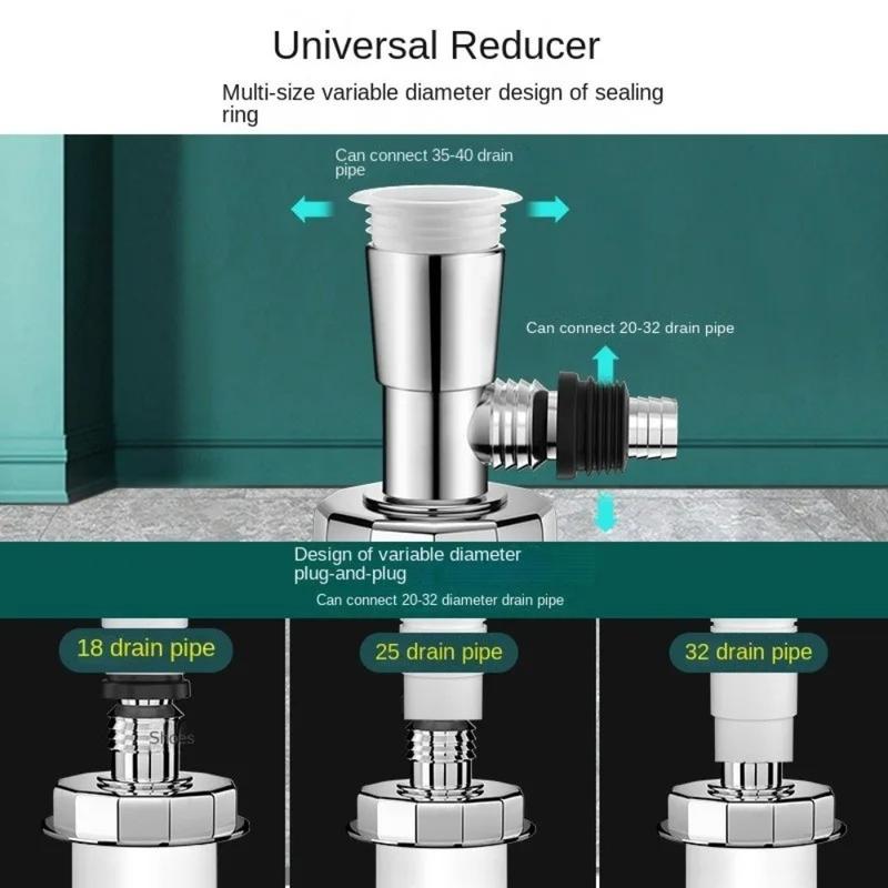 Creative Anti odor Sink Drain Pipe Adapter Sealing Ring Multi-functional Kitchen Basin Sewer Branch Dishwasher Water Pipe Connector Universal 5