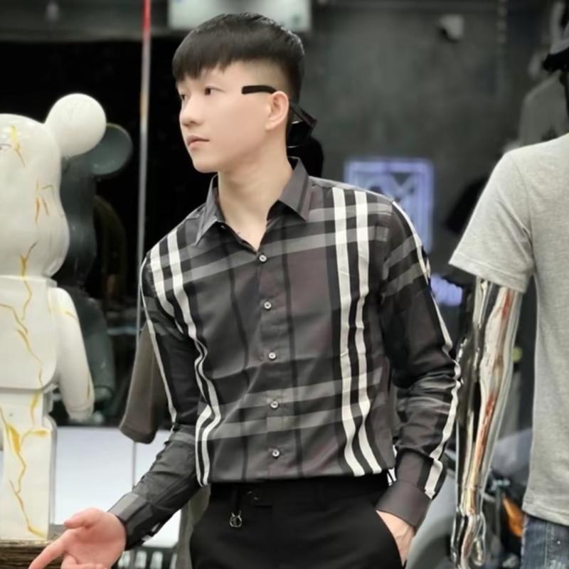 Áo sơ mi nam kẻ sọc trắng phối kiểu caro tay ngắn tay dài vải cotton thoáng mát cao cấp-HẢI ĐĂNG STORE Menswear Cổ chữ V Ôm gọn  Có Cổ Cổ Tròn Có Cổ