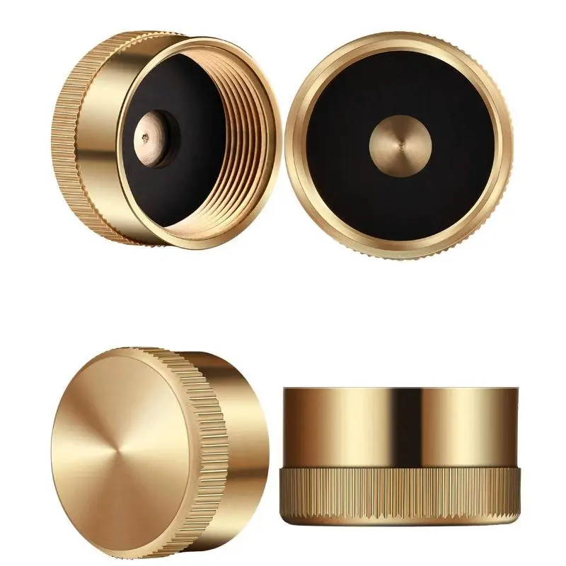 Solid Brass Refill Cap, 4 Counts Gas Tank Cylinder Sealed Cap, Protect Cap for Home Kitchen Outdoor Camping 0
