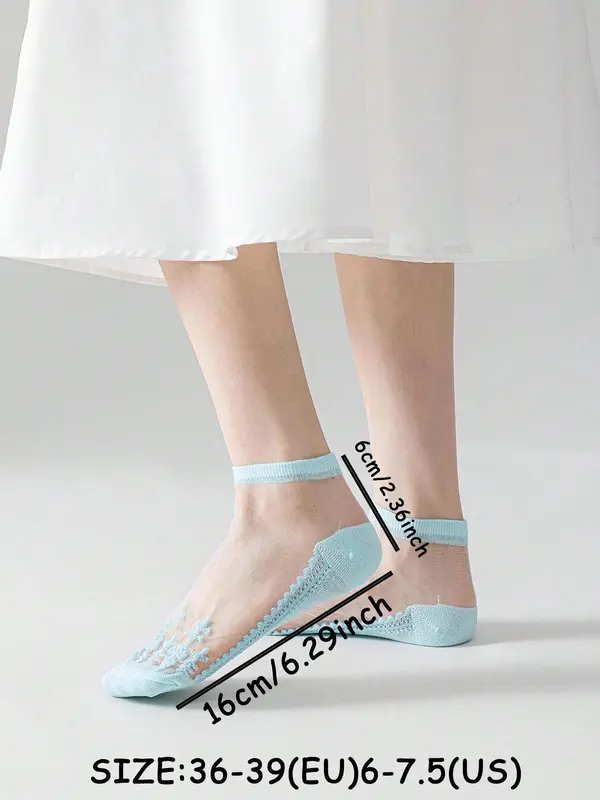 Random Women's Contrast Mesh Low Cut Socks, Casual Comfortable Breathable Socks for Daily Wear, Women's Socks for All Seasons 3