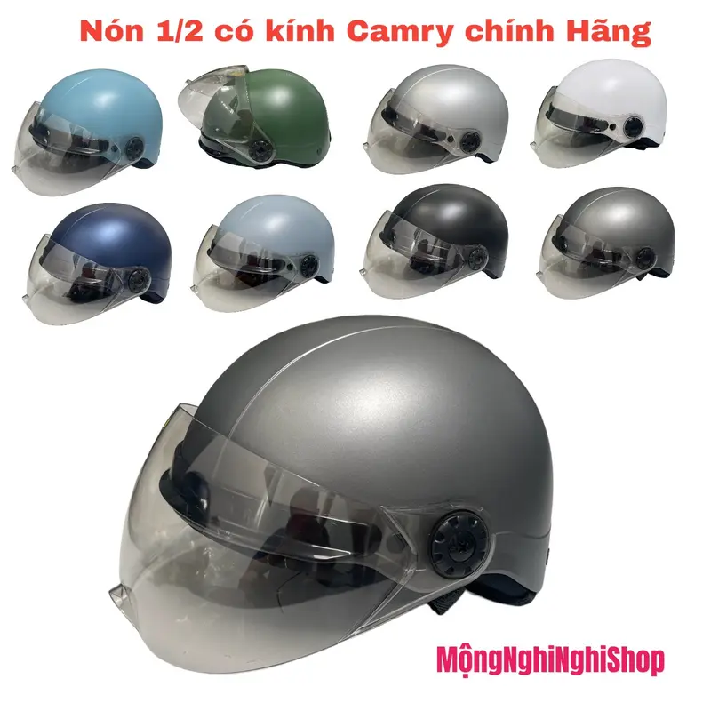 Nón Bảo Hiểm Kính (CAMRY) CR HELMET Trơn Chính Hãng Đủ Màu Có Giấy Kiểm Định An Toàn, Bảo Hành 12 Tháng Chất Liệu Nhựa ABS - Màu Sắc Đa Dạng 0