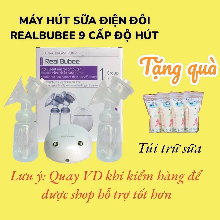 MÁY HÚT SỮA ĐIỆN ĐÔI REALBUBEE CHÍNH HÃNG CÓ MÁT XA KÍCH SỮA - TẶNG KÈM TÚI TRỮ SỮA