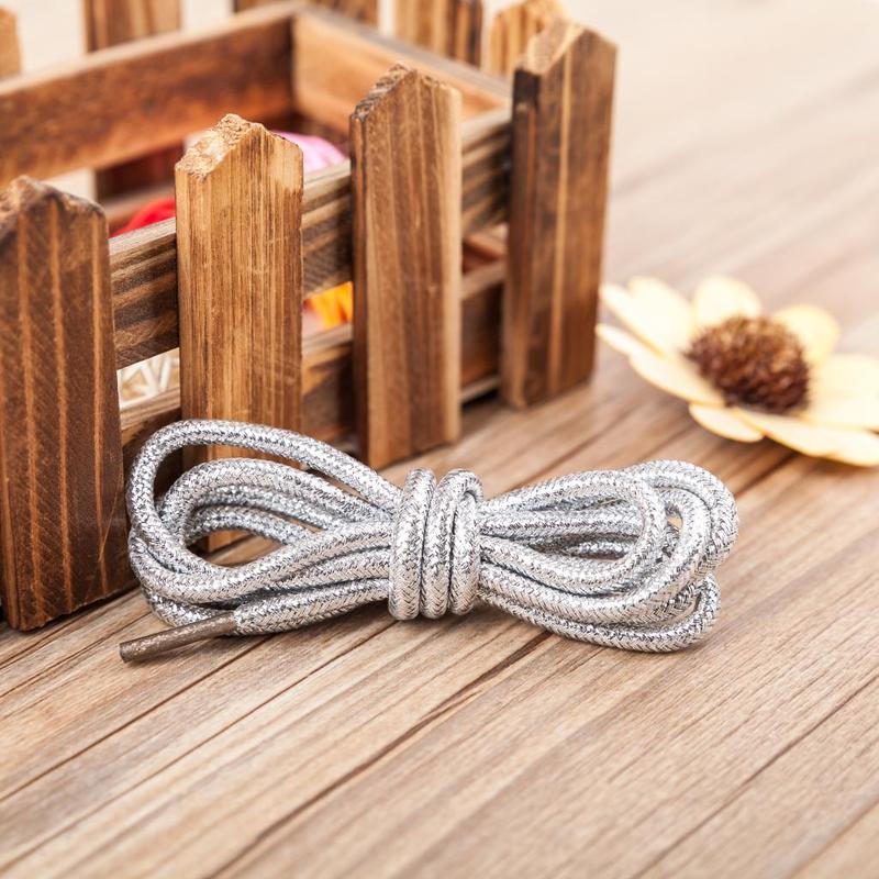 Product Introduction of New Round Colorful Shoelaces Glitter White Shoelaces of sneakers Metallic Shiny gold  silver Flat shoe laces sports running Lace 25