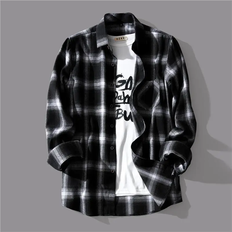 Plaid Shirt Men's Korean-Style Trendy Loose Casual Youth Couple Shirt Cool and Wild Coat Lining Now