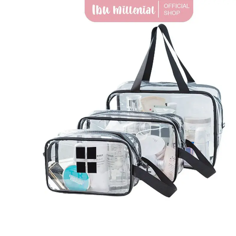 IBUMILLENIAL Washbag Tansparan Washbag Travel Tas Kosmetik Travel Tas Make Up Tas Travel Kulit Wanita travel  bag  skincare