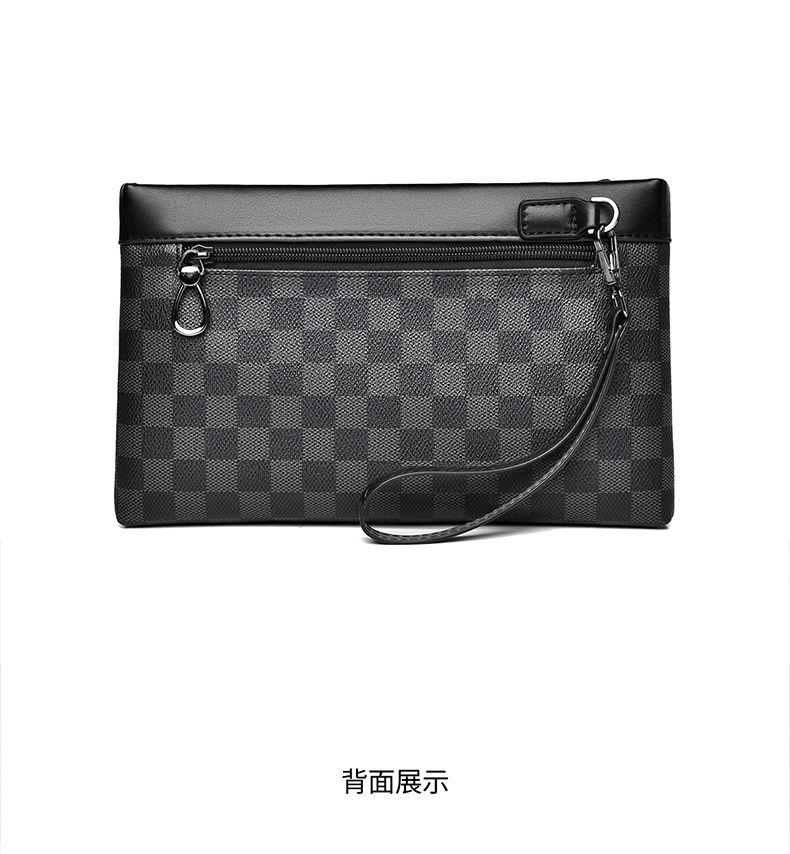 Product Introduction of Men's Handbag New Fashion Plaid Business Large Capacity Casual Envelope Men's Clutch 29