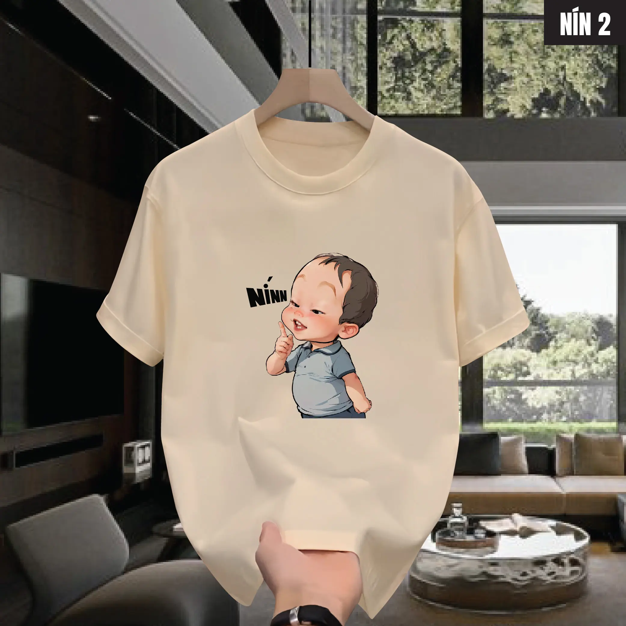 Áo thun Cổ tròn NÍN 2 form Unisex nam nữ, chất liệu cao cấp, phong cách trẻ trung, cực chất, năng động Áo phông - GMV MANTINO