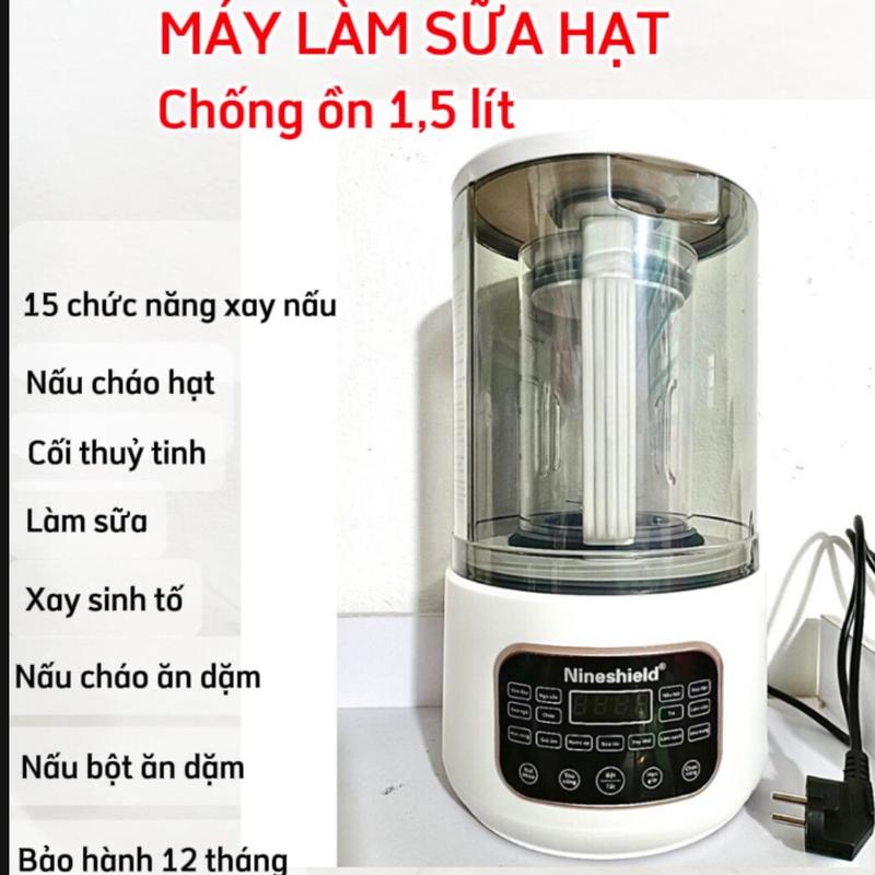 Máy làm sữa hạt 1,5lít Nineshield chính hãng chống ồn,chống trào. Xay Sinh Tố