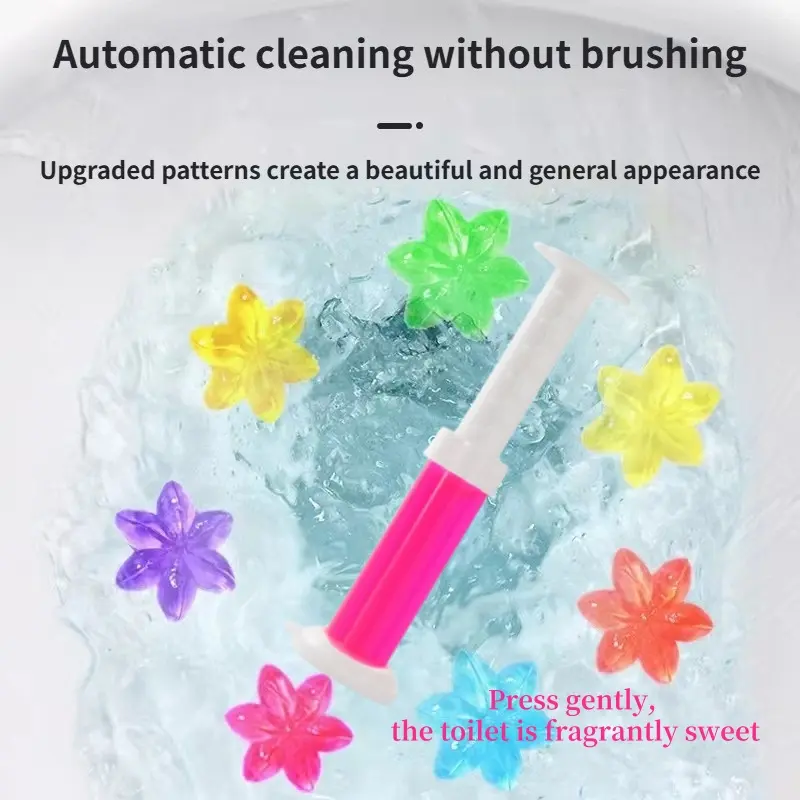 1PCS Toilet Cleaning Deodorant Flotation Gel, Can be Extruded 14 Times, Rose Flower Fragrance Toilet Cleaning Deodorant Fragrance Deodorant Retention Fragrance Cleaning Gel Fresh Air Household Stain Remover