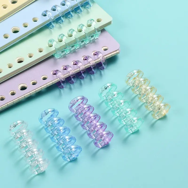 5 Holes Clear Loose leaf Plastic Ring Binder Ring Binding Spines Combs 80 / 60 Sheets Capacity