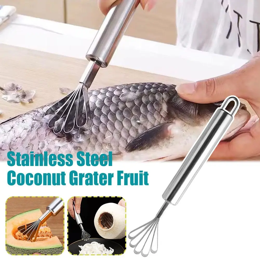 HighQuality Stainless Steel Coconut Grater Potato Shredder Fish Scraper Kitchen Tool Durable F8L9