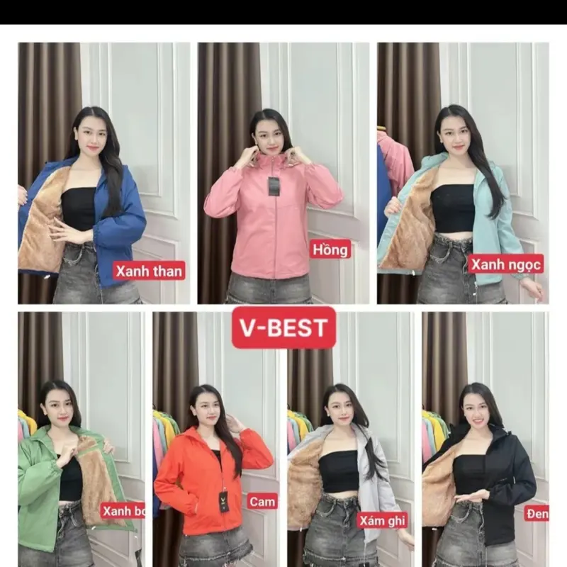 Áo gió nữ lót lông cừu chống nước cao cấp , cảm gió , chống bám bụi , lót lông dày dặn thời trang 2023 1