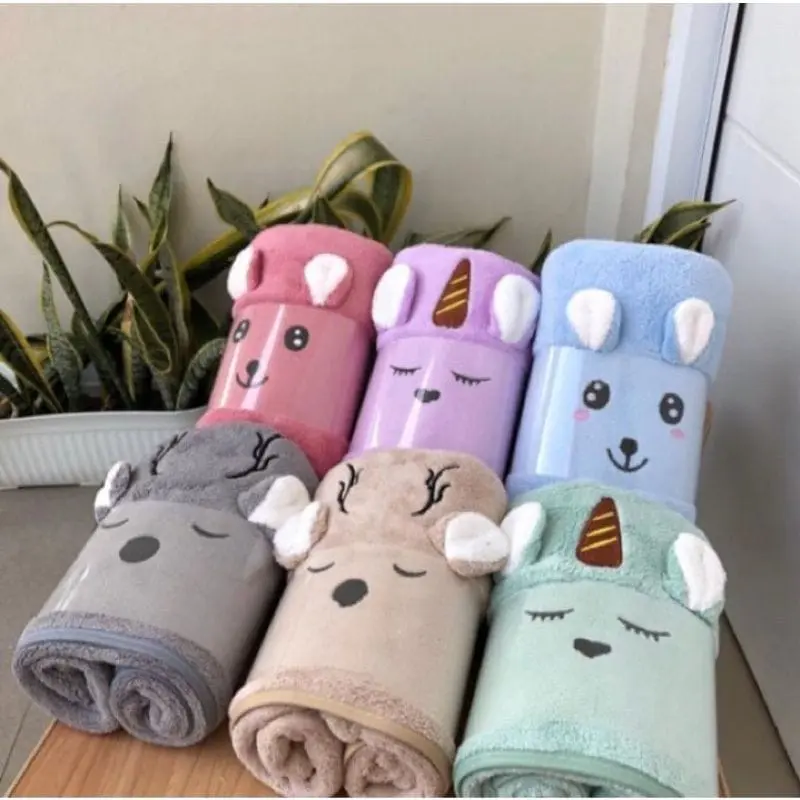 Handuk Mandi Kuping Timbul Anak Microfiber 50x100cm Handuk Dewasa Handuk Bayi Lembut