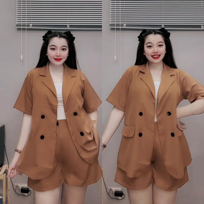 Set vest thời trang nữ tay ngắn kèm quần đùi dáng chữ A có lưng thun Bigsize 60-95kg - SVET 3