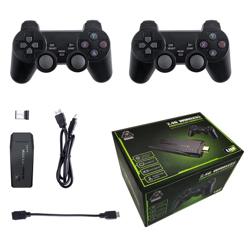 Update Retro Video Game Console 2.4G Wireless Console Game Stick 4k 20000 Game 64G Portable Dendy Game Console for GBA/FC/PS1/MD 1