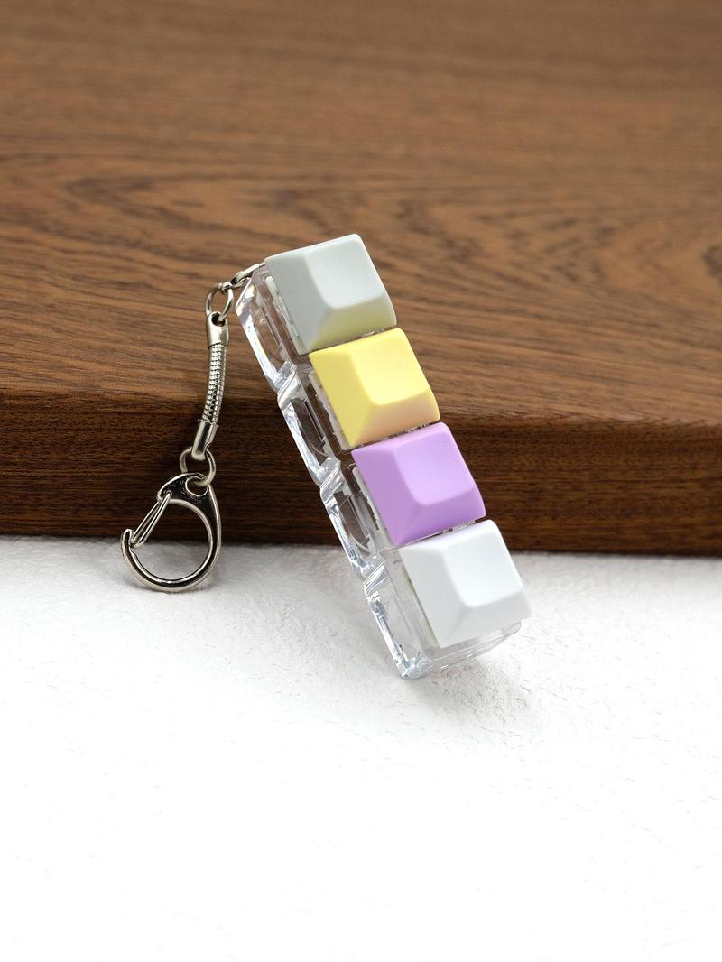 Product Introduction of Fun Keycap Keyboard Keychain As Summer Outfits 2024, Punk Style Keyboard 4 Keys Toy Keychain for Women & Men, Summer Fashion Accessories for Daily Use for Decompression Gift 6