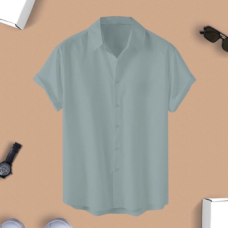  Áo sơ mi Kaki lụa Hàn Quốc nam nữ cổ bẻ BASIC sang trọng lịch lãm thoáng mát Cuban Shirt Menswear 