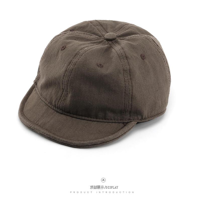 Product Introduction of Korean version of fashion trend, solid color, smooth board, good washing, short brim baseball street women's protection, sun shading cap, male duckbill cap 5