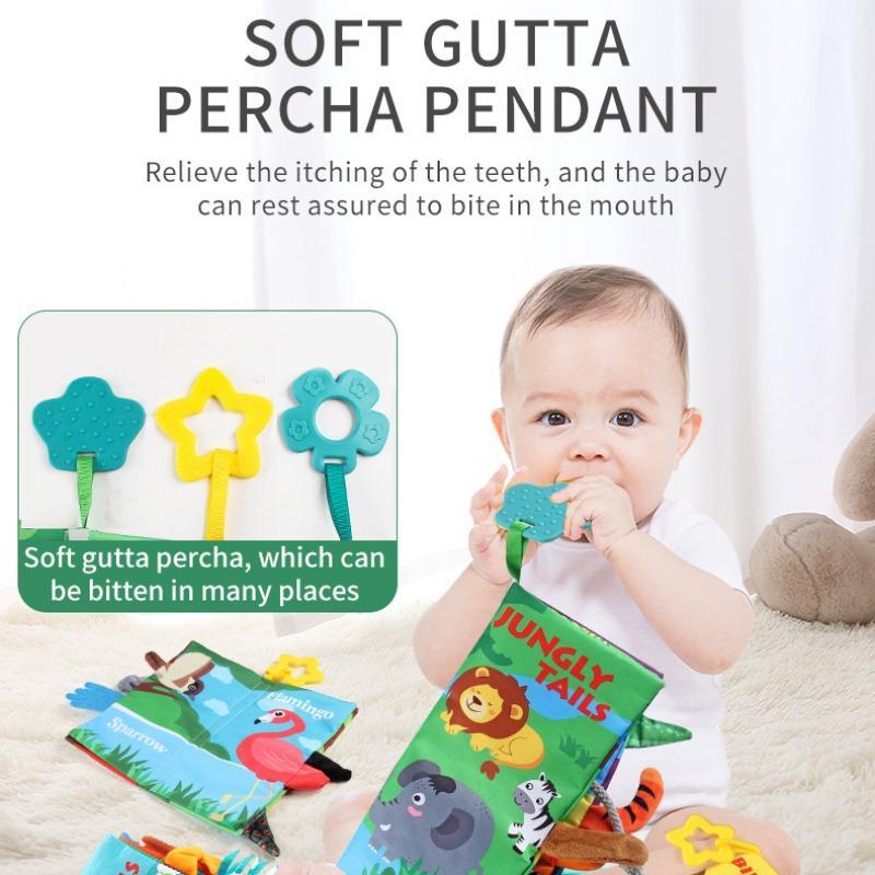 Product Introduction of Baby Tail Cloth Book, 1 Count Cute Tear-proof Baby Books, Early Education Tactile Stimulation Toy, Safety Baby Books for Newborn Infant 2