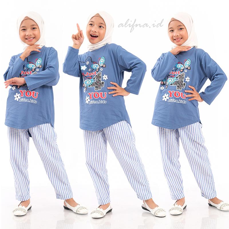 Setelan Anak Perempuan Kaos Katun Terbaru Kekinian usia 5 Sampai 14 Tahun alifna kids02 Baju Celana Fashion 2