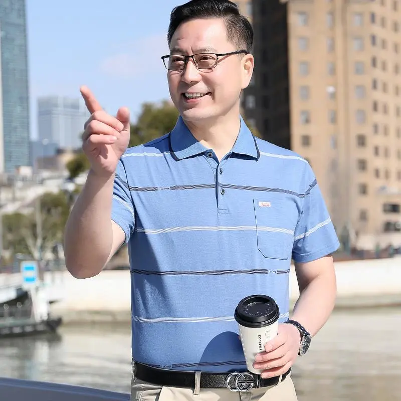 Áo Thun ngắn Tay Hàng Mới Về Mùa Hè 2025, Tidemen, Dành Cho Bố Trung Niên, Cổ Áo bẻ xuống, Áo Polo, Áo Sơ Mi Ngón Tay Cái Bán Bởi Theethumbshop