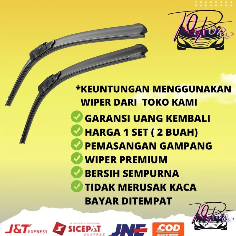 Wiper Double Karet Frameless Suzuki APV Sepasang 2 PCS Kiri dan Kanan Tanpa Rangka Besi Sapuan Kaca Wiper Double Karet Depan Blade Model Banana Karet Kendaraan Motorcycle 3