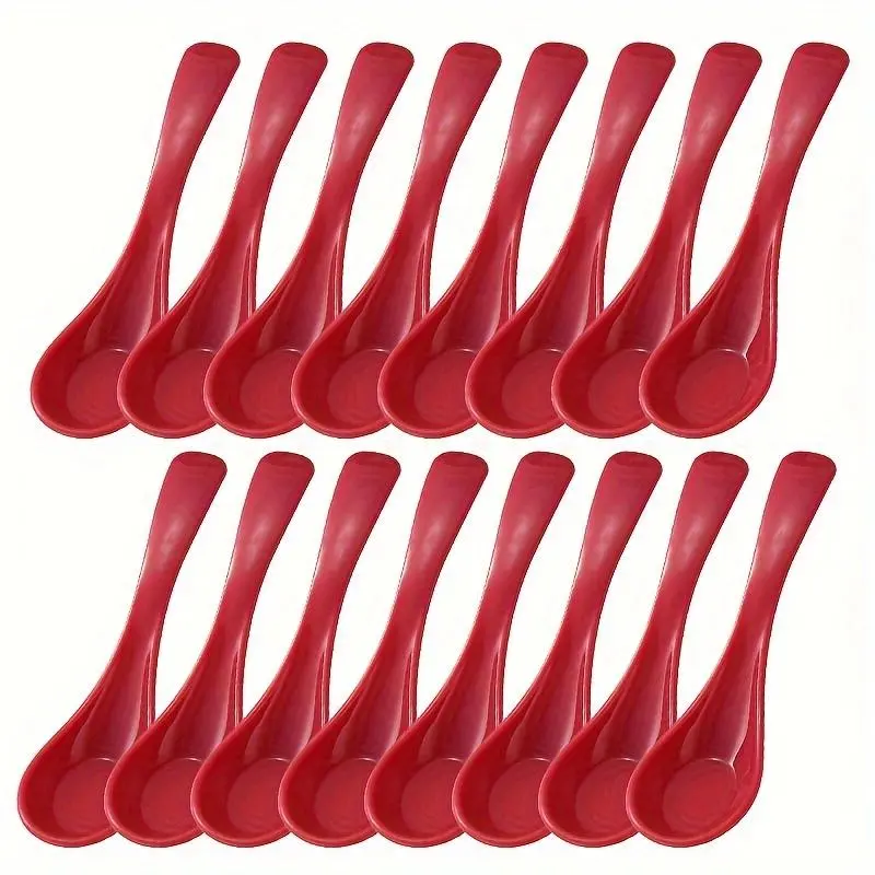 Long Handle Soup Spoon (16pcs), Plastic Spoon, Household Breakfast Spoon, Congee Spoon, Fast Food Spoon, Restaurant Noodles Spoon, Kitchen Utensil