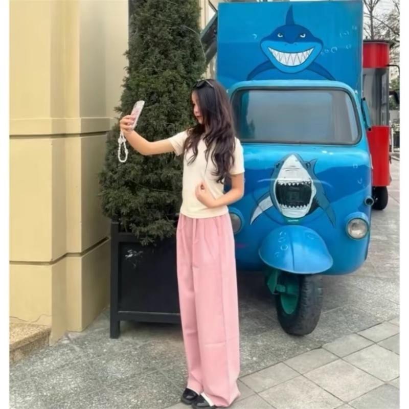 Quần Ống Suông Nữ Chất Đũi Nhăn Xước Lưng Chun Cạp Cao Hack Dáng XMTA Women Pants Nhung Ong giặt bằng nước lạnh vui nhộn 3