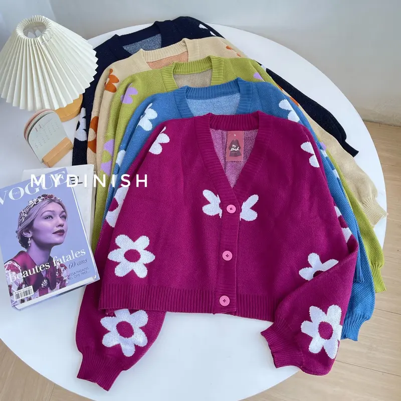 Loly Oversize Cardy - Cardigan Wanita Motif Flower Nyaman Outer 0