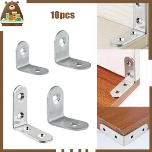 10pcs Siku Penyangga Rak Dinding Stainless Steel Siku L Penahan Ambalan Rak Lemari Pakaian Model Tempel