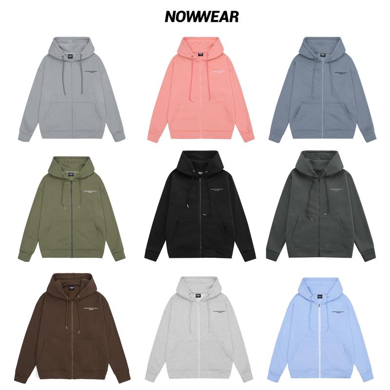 Áo khoác Nỉ Ngoại thêu dây kéo Hoodie Zip Nowwear Local Brand Unisex chất Nỉ Bông cotton form oversize bo vải rộng mũ 2 lớp Menswear Nam Dài Tay Kem