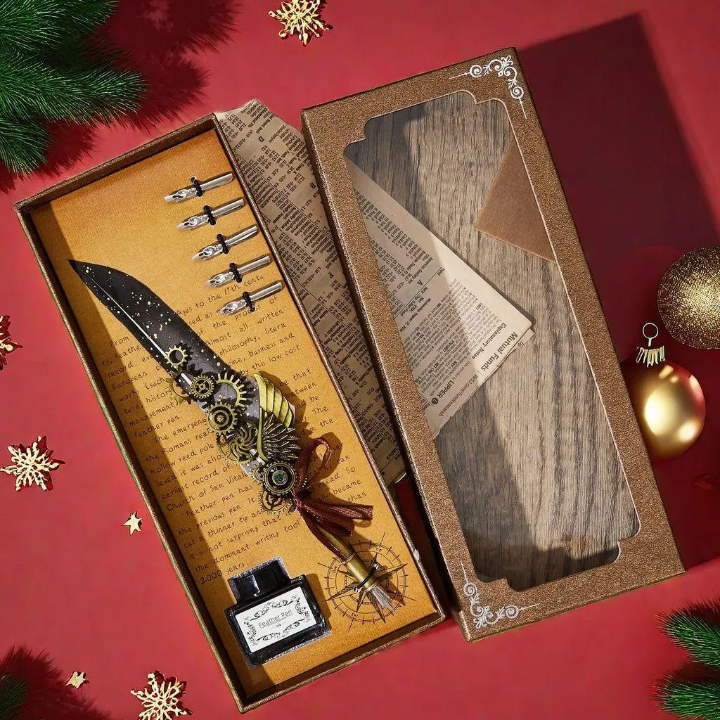 Mechanical Quill Pen Set, 7 Counts/10pcs Vintage Fountain Pen Set, Creative Gift for Friends, Office Stationery & Supplies